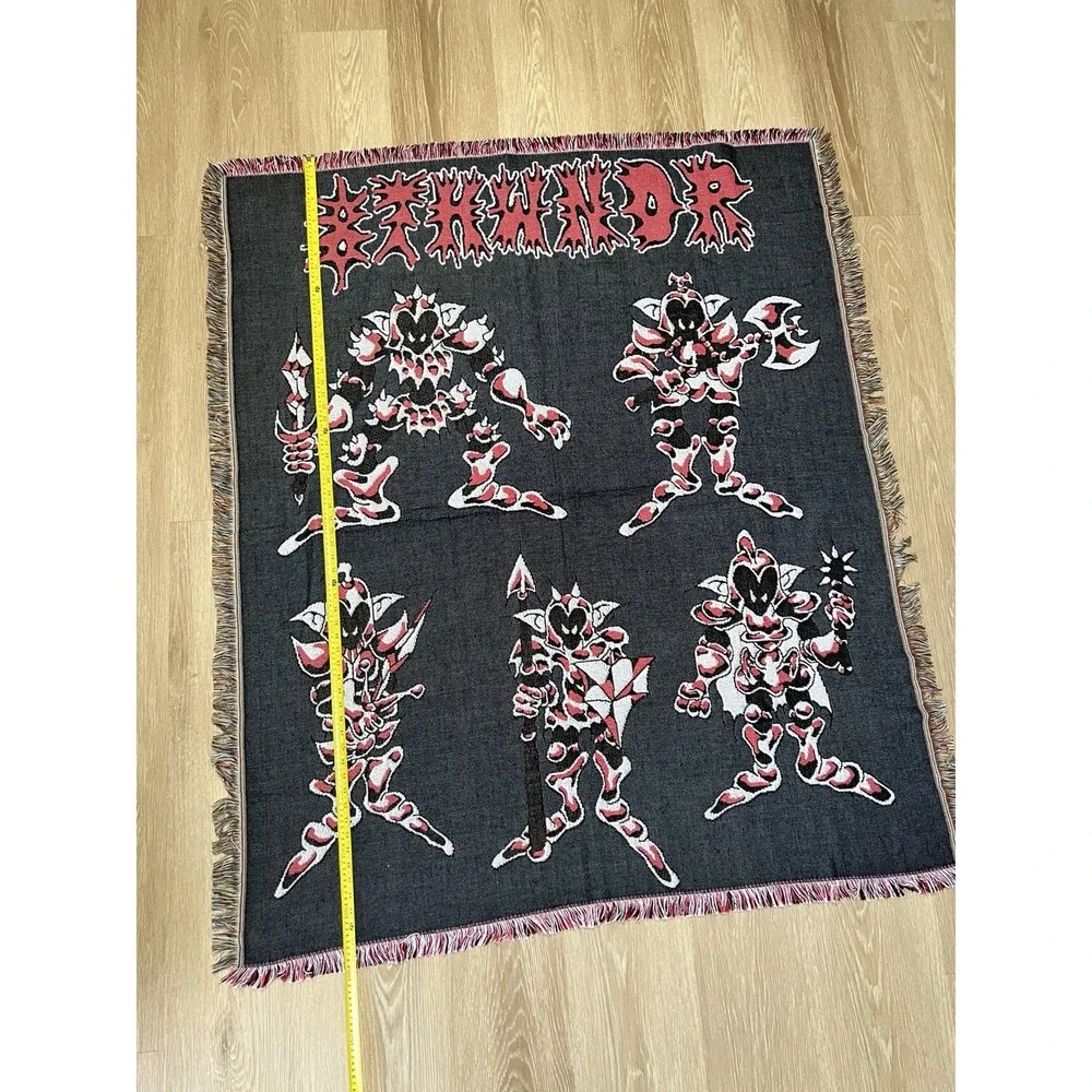 STKWNDR Woven Tapestry Throw Blanket Goth Goblin Knight Gothic Grunge Y2K 63x55